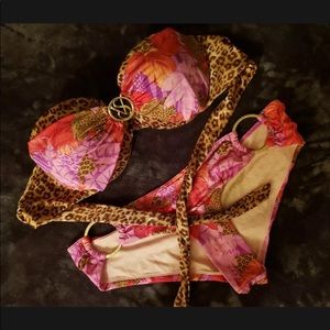 Victoria’s Secret Floral Cheetah Swimsuit-34C/SP-Retired-Vintage-NWOT